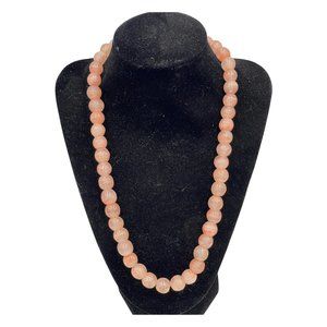 20" Rose Quartz Polished Pink Natural Stone Necklace Gold Tone Hook Closure
